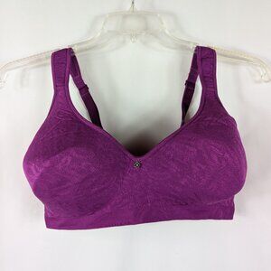 Breezies Seamless Everyday Comfort Bra Purple Animal Print Back Clasp Size 40DD